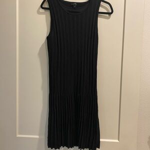 Ann Taylor Black Pleated Midi Dress